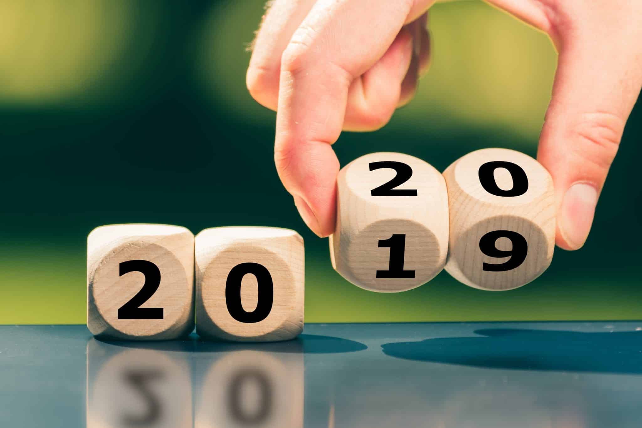 Dice symbolize the change to the new year 2020