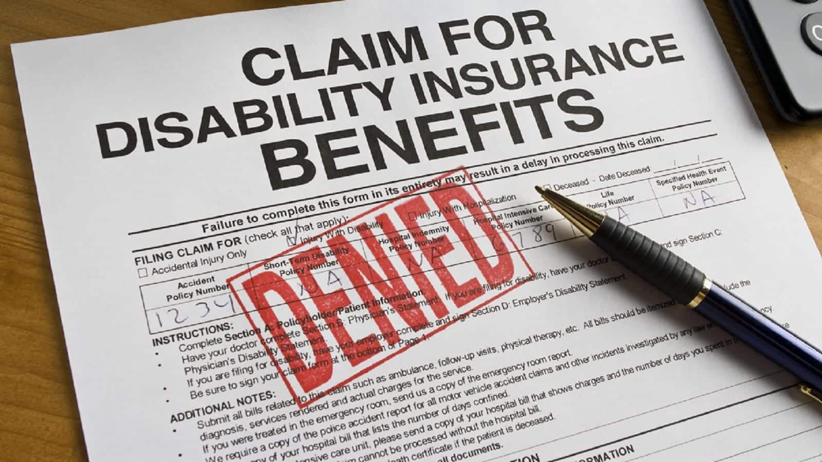 Denied Disability Insurance Claim